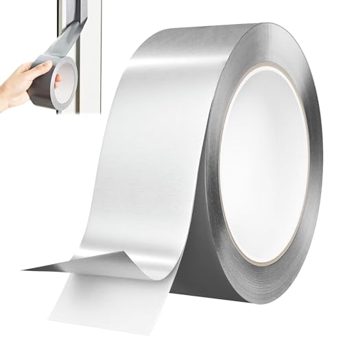 Alu Klebeband Hitzebeständig,50mm x 25m Aluminium Klebeband Rockwool,Aluminium Folie Tape,Aluband Selbstklebend,Metallklebeband Temperaturbereich -20~130c°,für Versiegeln,Reparieren,Wasserbeständig von EXIN DECHEN