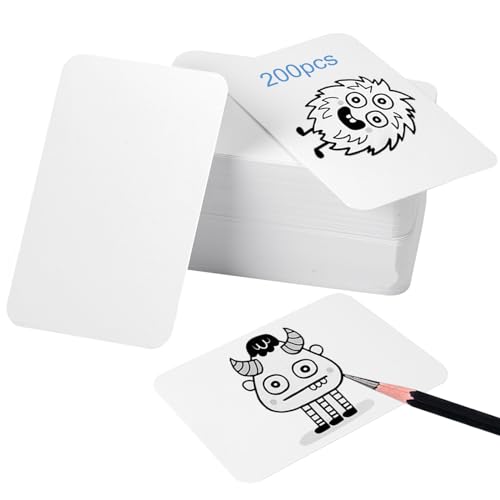 Eingedickt 230g/㎡ Blanko Spielkarten 200pcs Memory Karten Blanko Leeres Spielkarten, Blanko Karten zum Selbstgestalten, Karteikarten Klein zum Gestalten Dankeskarten Mitteilungskarten Zeichnungskarten von EXIN DECHEN