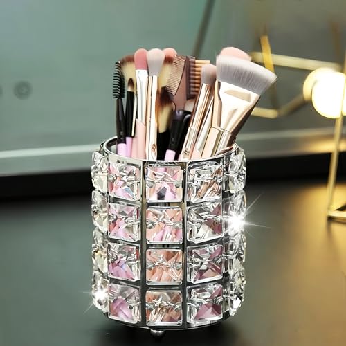 Make Up Pinsel Aufbewahrung aus Kristall, Schmink Aufbewahrung Pinselhalter, Kosmetik Pinselhalter Organizer, Schmink Aufbewahrung Pinselhalter für Schminkpinsel, Stifte, Werkzeuge und Desktop von EXIN DECHEN