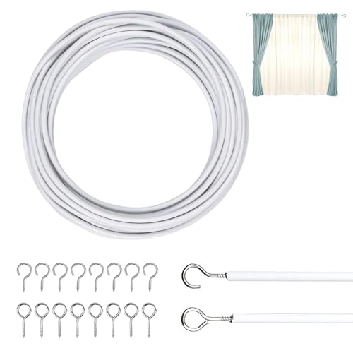 Vorhangdraht Weiß 6M Gardinendraht Curtain Wire Gardinenschnur, Gardinenseil Vorhangseile für Gardinenstangen Vorhänge Duschvorhänge Vorhangdraht Weiß 6M Gardinendraht Curtain Wire Gardinenschnur, Gardinenseil Vorhangseile für Gardinenstangen Vorhänge Duschvorhänge von EXIN DECHEN