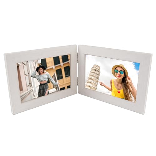 Bilderrahmen Doppelt Klappbare, Doppelbilderrahmen 10x15, Klappbarer Fotorahmen, Doppelter Bilderrahmen Faltbar 2 Fotos, Doppelbilderrahmen Holz, für Tischausstellung oder Geschenke (Weiß, Querformat) Bilderrahmen Doppelt Klappbare, Doppelbilderrahmen 10x15, Klappbarer Fotorahmen, Doppelter Bilderrahmen Faltbar 2 Fotos, Doppelbilderrahmen Holz, für Tischausstellung oder Geschenke (Weiß, Querformat) von EXIN DEHCEN