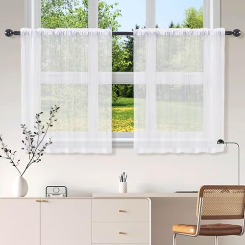 Bistrogardine Küche, 2er Set Küchen Gardinen, Halbtransparent Gardine Küche, Fenster Gardine, Kurzgardine, Vorhang Küche, für Küche/Badezimmer Fenster Vorhänge Wohnwagen (Weiß,B 76 x H 60 cm) Bistrogardine Küche, 2er Set Küchen Gardinen, Halbtransparent Gardine Küche, Fenster Gardine, Kurzgardine, Vorhang Küche, für Küche/Badezimmer Fenster Vorhänge Wohnwagen (Weiß,B 76 x H 60 cm) von EXIN DEHCEN