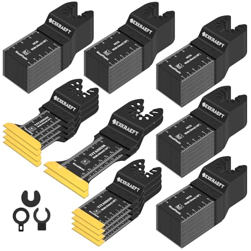 EXKRAEFT 110 oszillierende Sägeblätter, oszillierende Universal-Titan-Sägeblätter für Nägel, Metall, Holz und Kunststoff, Multitool-Kits für Dewalt, Milwaukee, Ryobi, Rockwell EXKRAEFT 110 oszillierende Sägeblätter, oszillierende Universal-Titan-Sägeblätter für Nägel, Metall, Holz und Kunststoff, Multitool-Kits für Dewalt, Milwaukee, Ryobi, Rockwell von EXKRAEFT