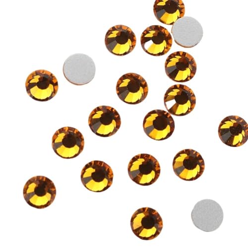 Hotfix Strass Fixierung Kristall Cristales Flatback Zurück Nicht Hotfix Strass for Taschen Bekleidung DIY Nagel Kunst(117 Amber,3mm SS10 1440pcs) von EXKURPOO