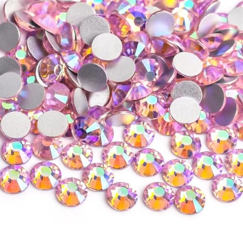 Hotfix Strass Hellrosa, rosafarbenes Glas, 3D-Nagelkunst-Strasssteine, SS3, SS4, SS5, SS6, SS8, SS10, SS12, SS16, SS20, SS30, Kristallnägel, nicht HotFix-Dekorationen(Light Pink AB,SS6 1440pcs) von EXKURPOO