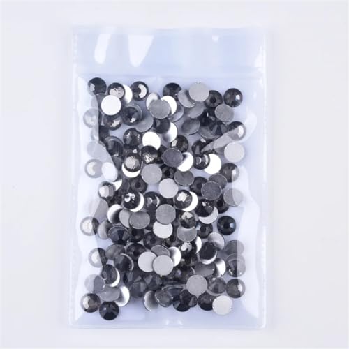 Hotfix Strass Kristall AB Glitzer Strass Glas Nicht Hotfix Strasssteine ​​Flatback Diamant Nail Art Dekorationen(Black Diamond,SS50-144pcs) von EXKURPOO