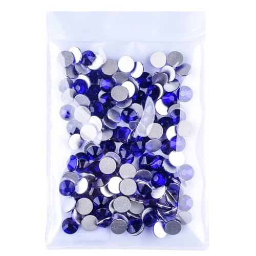 Hotfix Strass Kristall AB Glitzer Strass Glas Nicht Hotfix Strasssteine ​​Flatback Diamant Nail Art Dekorationen(Sapphire,SS50-144pcs) von EXKURPOO