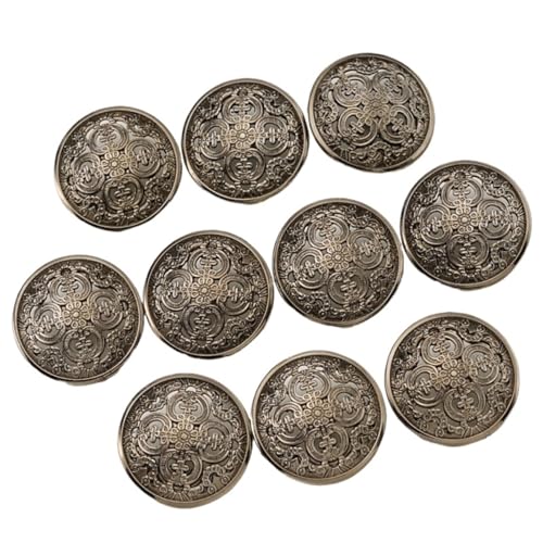 Knöpfe 10 Stücke Runde Vintage Metall Blumenmuster Knöpfe for Kleidung Nähen Stricken Liefert DIY Dekorative(Color04,20MM-10Pcs) von EXKURPOO