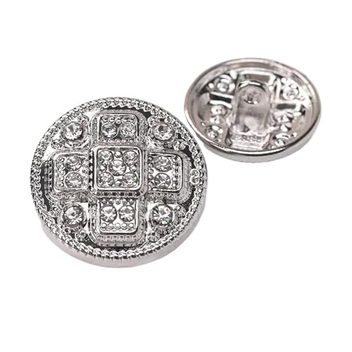 Knöpfe 10 stücke Diamant Besetzte Knöpfe Glänzenden Strass Runde Schaft Kleidung Zubehör(Silver,18mm) von EXKURPOO