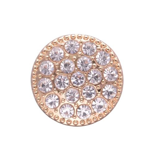 Knöpfe 10 stücke Funkelnden Strass Metall Knöpfe for Kleidung Mode Decor DIY Nähen Bekleidung Zubehör(Gold,23.0mm) von EXKURPOO