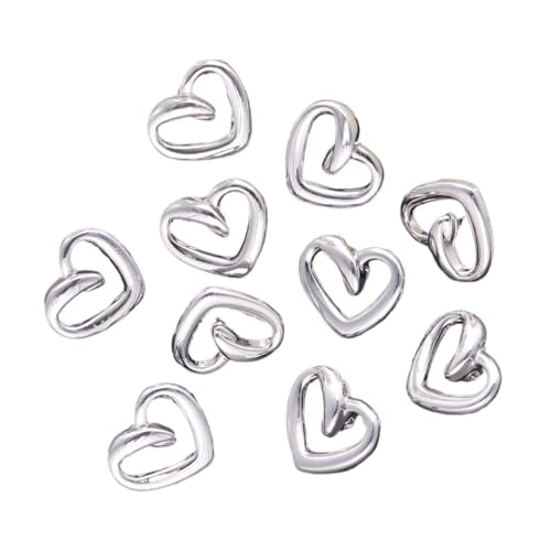 Knöpfe 10 stücke Gold Oder Silber Herz Knöpfe for Shirts Pullover Metall Liebe Schaft Nähen Taste Dekorative(Silver,23.0mm) von EXKURPOO