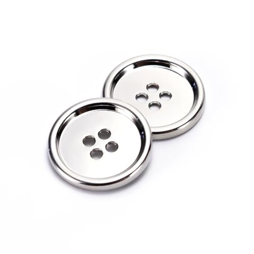 Knöpfe 10 stücke Metall Knöpfe for Kleidung Anzug Hemd Mäntel DIY Nähen Zubehör Gold Dekorative(Silver,25mm(10pcs)) von EXKURPOO