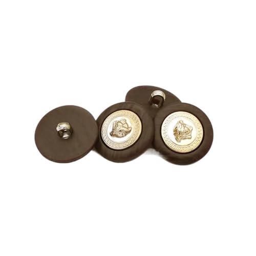 Knöpfe 10 stücke Retro Knöpfe Harz Metall Runde Nähen Taste Handgenäht Mantel Windjacke Kleidung Zubehör(Coffee,18.0 MM) von EXKURPOO