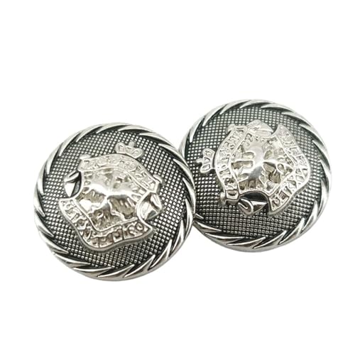Knöpfe 10 stücke Runde Silber Metall Knöpfe for Kleidung Mantel Jacke Anzug Zubehör Designer Hand Nähen(18mm 10pcs) von EXKURPOO