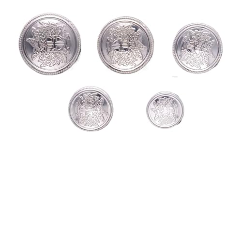 Knöpfe 15 stücke Metall Knöpfe Vintage College Stil Anzüge Hand-genäht Mantel Kleidung Goldene Abzeichen(Silver,20mm) von EXKURPOO