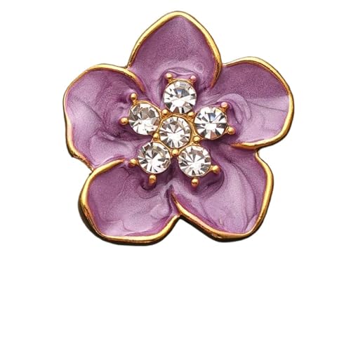 Knöpfe Blau Lila Knopf Blume Intarsien Mit Strass Metall High-end-Pullover Kleidung Schmuck Zubehör(Purple,4pcs-23.0mm) von EXKURPOO