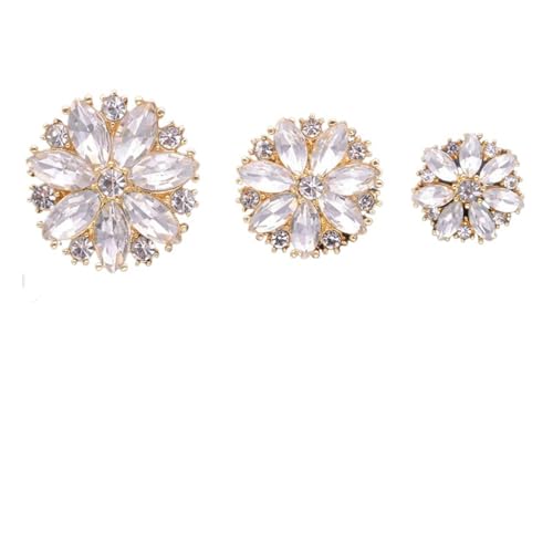 Knöpfe Funkelnde Kristallblumenknöpfe for Kleidung, dekoratives Metall, Nähzubehör, DIY-Schaft(6pcs,20mm) von EXKURPOO