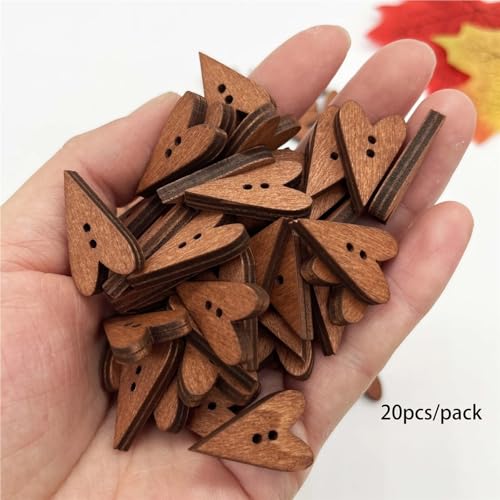 Knöpfe Holzknöpfe in Herzform, DIY-Rohstoffe, Nähen for Scrapbooking, Bastelzubehör(20pcs) von EXKURPOO