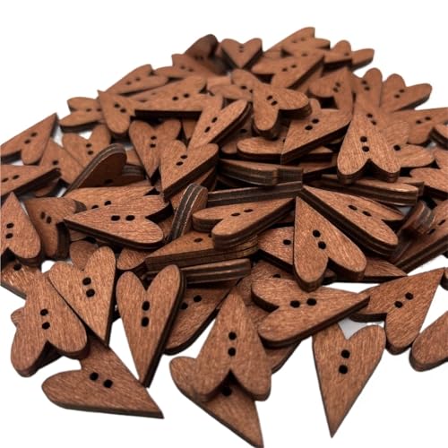 Knöpfe Holzknöpfe in Herzform, DIY-Rohstoffe, Nähen for Scrapbooking, Bastelzubehör(50pcs) von EXKURPOO