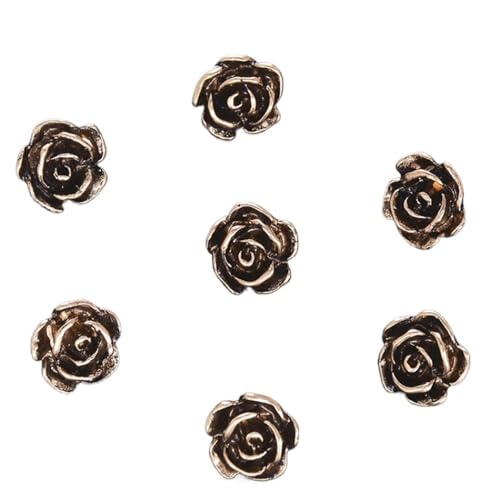 Knöpfe Vintage Rose Blume Metallknöpfe for Schaft Wollmantel Kleid DIY Schuhe Dekor Nähzubehör(Gold 7pcs) von EXKURPOO