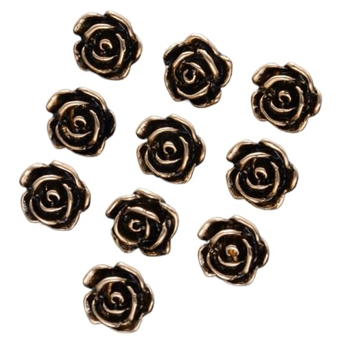 Knöpfe Vintage Rose Blume Metallknöpfe for Schaft Wollmantel Kleid DIY Schuhe Dekor Nähzubehör(Golden-50pcs) von EXKURPOO