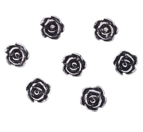 Knöpfe Vintage Rose Blume Metallknöpfe for Schaft Wollmantel Kleid DIY Schuhe Dekor Nähzubehör(Silver 7pcs) von EXKURPOO