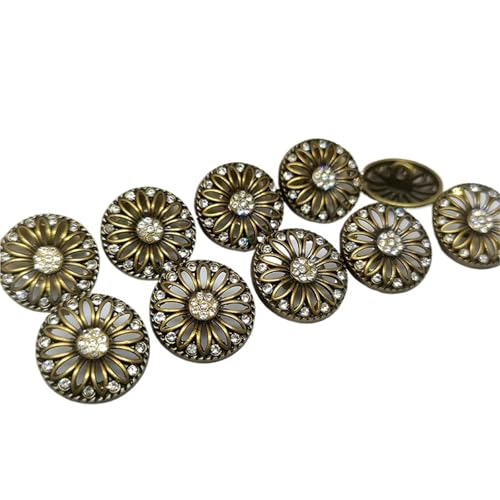 Knöpfe Vintage Strass Metall Runde Knöpfe von Kleidung Button Makers Handwerk Nähen DIY(Color 2,20mm 6pcs) von EXKURPOO