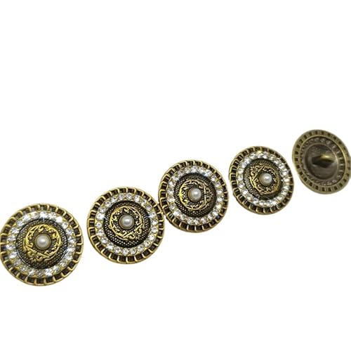 Knöpfe Vintage Strass Metall Runde Knöpfe von Kleidung Button Makers Handwerk Nähen DIY(Color 4,20mm 6pcs) von EXKURPOO