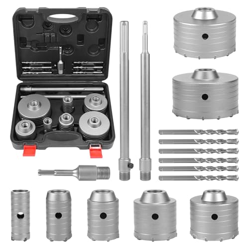 EXLECO 13er Beton Bohrkronen Set Hohl Bohrkrone Dosenbohrer Steinbohrer, 5 Kernbohrer 30 40 50 65 80 100 110mm mit 100mm 300mm SDS Plus & SDS Max 3 Zentrierbohrer, Lochbohrer Wandlochsägebohrer EXLECO 13er Beton Bohrkronen Set Hohl Bohrkrone Dosenbohrer Steinbohrer, 5 Kernbohrer 30 40 50 65 80 100 110mm mit 100mm 300mm SDS Plus & SDS Max 3 Zentrierbohrer, Lochbohrer Wandlochsägebohrer von EXLECO