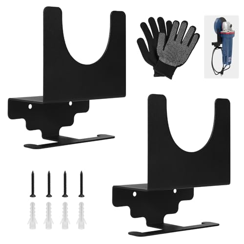 EXLECO 2 Stück Wandhalterung Winkelschleifer Halterung mit Schrauben, 115mm 125mm Flex Halterung Wand Werkzeug Halterung Winkelschleifer Organizer aus Stahl Werkstatt Zubehör für Schneider Polierer von EXLECO
