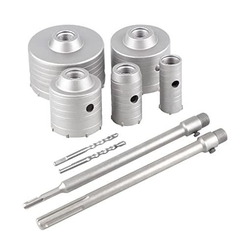 EXLECO 9 Beton Bohrkronen Set Hohl-Bohrkrone Set Dosenbohrer Steinbohrer, 5 Kernbohrer 30mm 40mm 65mm 80mm 100mm mit 300mm Rundgriff SDS Plus & SDS Max 2 Zentrierbohrer, Lochbohrer Wandlochsägebohrer EXLECO 9 Beton Bohrkronen Set Hohl-Bohrkrone Set Dosenbohrer Steinbohrer, 5 Kernbohrer 30mm 40mm 65mm 80mm 100mm mit 300mm Rundgriff SDS Plus & SDS Max 2 Zentrierbohrer, Lochbohrer Wandlochsägebohrer von EXLECO