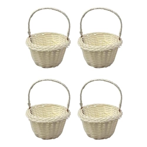 EXMDLLY Packung mit 4 geflochtenen Mini-Körben, Hochzeitsblumenkörbchen, Blumenkörbe 8 x 5 cm, Körbe für Brautjungfern, geflochtene Blumen von EXMDLLY