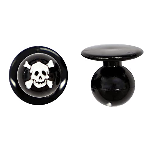 18020048SP - Kugelknöpfe schwarz Totenkopf mit Knochen (12 Stück) von EXNER