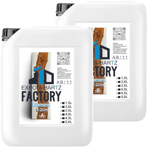 Epoxidharz Exposi Hartz 1:1 Diamond MAX-UV Epoxy Resin glasklar Gießharz 2K, 0,1-10cm 10L (5L A + 5L B) von EXPOSI-HARTZ