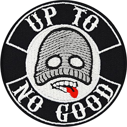 Aufbügler Aufnäher mit Stickerei | Up to no good | Gangster Sticker Teenager Geschenk Zunge rausstrecken - Applikation zum annähen/aufbügeln für Jeans - lustiges Emblem - 00x00mm von EXPRESS-STICKEREI