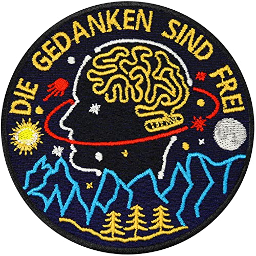 Aufnäher/Aufbügler "Die Gedanken sind frei" Querdenker Patch zum annähen/aufbügeln | Motivation Sticker | vertraue deinen Gedanken | menchliche Psyche Applikation | 80x80mm von EXPRESS-STICKEREI