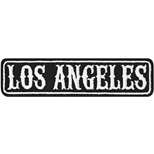Aufnäher/Aufbügler LOS ANGELES Motorradclub Sticker | Rankpatch Biker Patch zum annähen/aufbügeln | Los Angeles MC Rangabzeichen Applikation Motorcycle club | 100x25mm von EXPRESS-STICKEREI