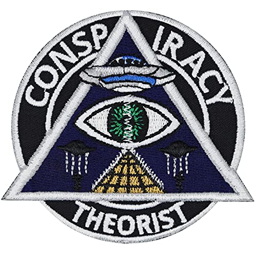 Aufnäher "CONSPIRACY THEORIST" Pyramide Das Auge UFO Alien Außerirdische Raumschiffe Bügelbild Anti System Applikation zum aufbügeln | Verschwörungstheorie Weltall 80x75mm Aufnäher "CONSPIRACY THEORIST" Pyramide Das Auge UFO Alien Außerirdische Raumschiffe Bügelbild Anti System Applikation zum aufbügeln | Verschwörungstheorie Weltall 80x75mm von EXPRESS-STICKEREI