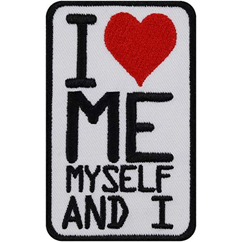 Aufnäher "I love me, myself and I" Aufbügler/Patch zum annähen/aufbügeln Jeans Flicken | Bügelbilder Motivation Herz Applikation für Kleidung/T-Shirt/Jeans/Taschen | 50x80mm Aufnäher "I love me, myself and I" Aufbügler/Patch zum annähen/aufbügeln Jeans Flicken | Bügelbilder Motivation Herz Applikation für Kleidung/T-Shirt/Jeans/Taschen | 50x80mm von EXPRESS-STICKEREI