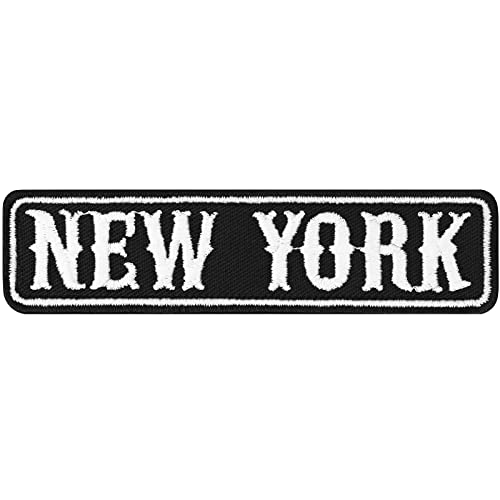Aufnäher Motorradclub NEW YORK Sticker zum annähen/aufbügeln | New York City Biker Patch Rangabzeichen Rankpatch für alle Stoffe | Motorcycle Applikation | 100x25mm von EXPRESS-STICKEREI