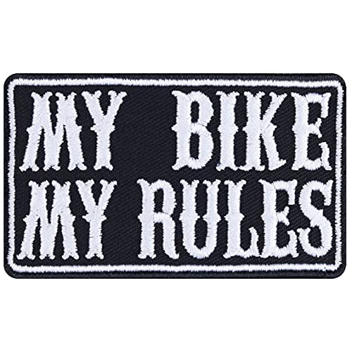 BIKER Aufnäher "My Bike - My Rules" Aufbügler/Patch/Bügelbilder zum annähen | Geschenk für Motorrad Applikation für Jacke/Weste/Jeans/Motorradkoffer | 75x45mm BIKER Aufnäher "My Bike - My Rules" Aufbügler/Patch/Bügelbilder zum annähen | Geschenk für Motorrad Applikation für Jacke/Weste/Jeans/Motorradkoffer | 75x45mm von EXPRESS-STICKEREI