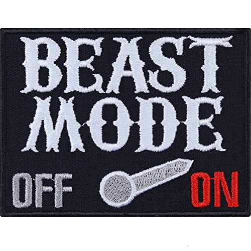 Beast Mode ON/OFF Biker Aufnäher Heavy Metal Aufbügler/Patch zum annähen/aufbügeln | Fitness Bügelbilder Applikation für alle Stoffe/Leder | 80x60mm Beast Mode ON/OFF Biker Aufnäher Heavy Metal Aufbügler/Patch zum annähen/aufbügeln | Fitness Bügelbilder Applikation für alle Stoffe/Leder | 80x60mm von EXPRESS-STICKEREI