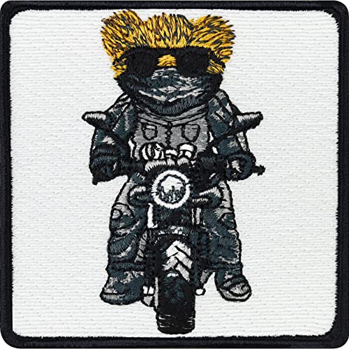 Biker Bär Aufnäher Premium Patch zum annähen/aufbügeln Teddybär Aufbügler Teddy am Motorrad Aufkleber | TED Teddy bear Cruiser Applikation für Lederjacke, Weste, Motorradkoffer | 75x75mm von EXPRESS-STICKEREI