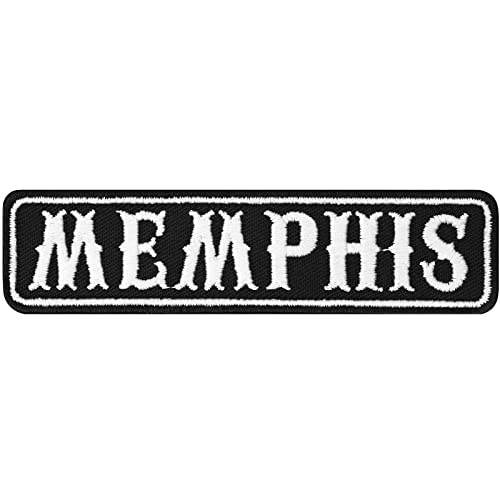 Biker Patch Memphis Kutten Aufnäher Stadt Memphis Biker Namensschild USA | MC Motorcycle Club Rankpatch Aufbügler | US Abzeichen Motorbike Rangabzeichen |100x25mm von EXPRESS-STICKEREI
