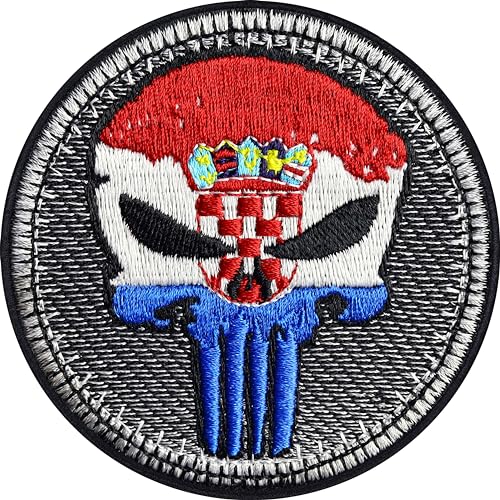 Biker Patches Länder Flaggen Aufnäher Biker Punisher Patch zum aufbügeln/aufnähen | Biker Kutte Applikation Flagge Aufbügler (Punisher Kroatien - Patch) Biker Patches Länder Flaggen Aufnäher Biker Punisher Patch zum aufbügeln/aufnähen | Biker Kutte Applikation Flagge Aufbügler (Punisher Kroatien - Patch) von EXPRESS-STICKEREI