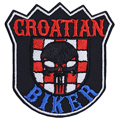 "Croatian Biker" Aufnäher/Aufbügler/Biker Patch/Bügelbilder Kroatien Wappen | Jeans Flicken Geschenk Motorradfahrer Applikation für Motorradzubehör/Boots/Motorradkoffer | 90x90mm "Croatian Biker" Aufnäher/Aufbügler/Biker Patch/Bügelbilder Kroatien Wappen | Jeans Flicken Geschenk Motorradfahrer Applikation für Motorradzubehör/Boots/Motorradkoffer | 90x90mm von EXPRESS-STICKEREI