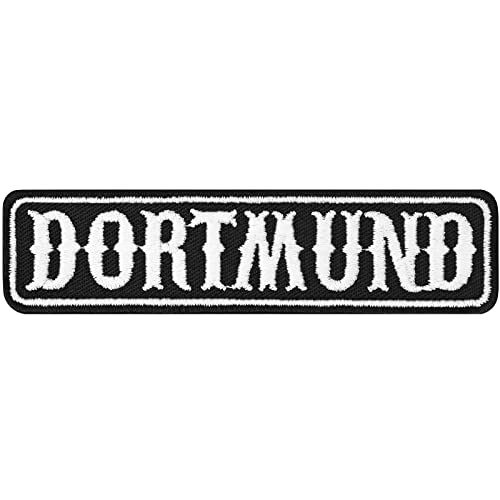 DORTMUND Biker Aufnäher Deutschland Motorrad Club Rankpatch | Applikation zum annähen/aufbügeln |DORTMUND Motorcycle MC Abzeichen Aufbügler Stadtname | 100x25mm von EXPRESS-STICKEREI