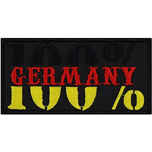 Deutschland Aufnäher 100% Germany Patrioten Aufbügler/Patch Deutschlandfan Bügelbilder zum annähen/aufbügeln | Deutschland Flagge Applikation für Trikot/Rucksack | 100x50mm von EXPRESS-STICKEREI