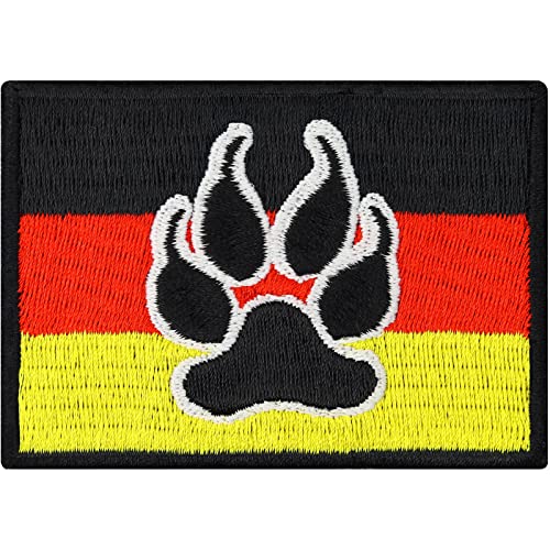 Deutschland Aufnäher Flagge K9 Polizei Hund Germany Patch | K9 Aufbügler Police Dog Patch/Bügelbild | Hundepfoten Applikation zum annähen für Leine/Brustgeschirr | 70x50mm Deutschland Aufnäher Flagge K9 Polizei Hund Germany Patch | K9 Aufbügler Police Dog Patch/Bügelbild | Hundepfoten Applikation zum annähen für Leine/Brustgeschirr | 70x50mm von EXPRESS-STICKEREI