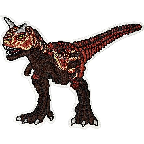 Dinosaurier Figur Aufnäher Kinder Patch Carnotsaurus Bild Patch zum aufbügeln | Dinosaurier Bügelbilder für Textilien Kinder Flicken zum aufnähen | 80x60mm Dinosaurier Figur Aufnäher Kinder Patch Carnotsaurus Bild Patch zum aufbügeln | Dinosaurier Bügelbilder für Textilien Kinder Flicken zum aufnähen | 80x60mm von EXPRESS-STICKEREI
